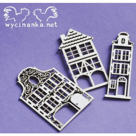 Tekturka Wycinanka Christmas Nostalgy - Kamieniczki 6cm, 3szt